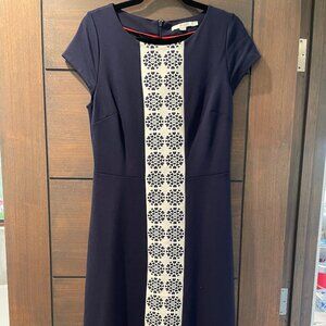 Navy and White Midi Dress